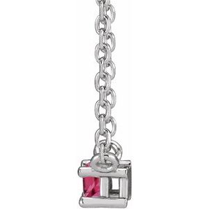 Platinum Natural Pink Tourmaline Solitaire 18" Necklace