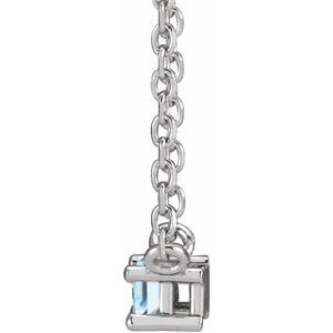 14K White Natural Sky Blue Topaz Solitaire 18" Necklace