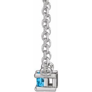 Platinum Natural Swiss Blue Topaz Solitaire 18" Necklace