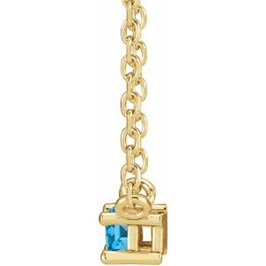 14K Yellow Natural Swiss Blue Topaz Solitaire 18" Necklace