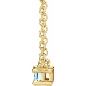 14K Yellow Natural Sky Blue Topaz Solitaire 18" Necklace