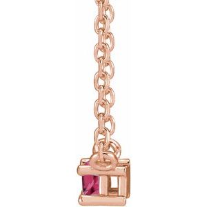 14K Rose Natural Pink Tourmaline Solitaire 18" Necklace