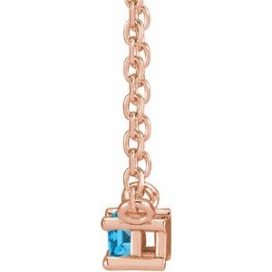 14K Rose Natural Swiss Blue Topaz Solitaire 18" Necklace