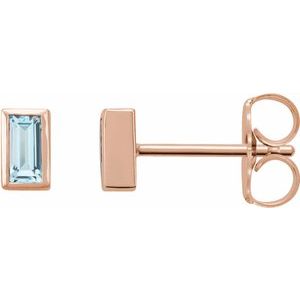 14K Rose Gold Natural Sky Blue Topaz Bezel-Set Earrings