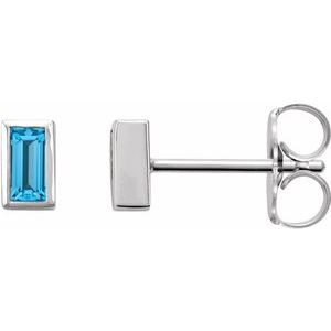 Platinum Natural Swiss Blue Topaz Bezel-Set Earrings