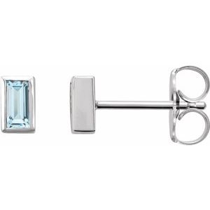 Sterling Silver Natural Sky Blue Topaz Bezel-Set Earrings