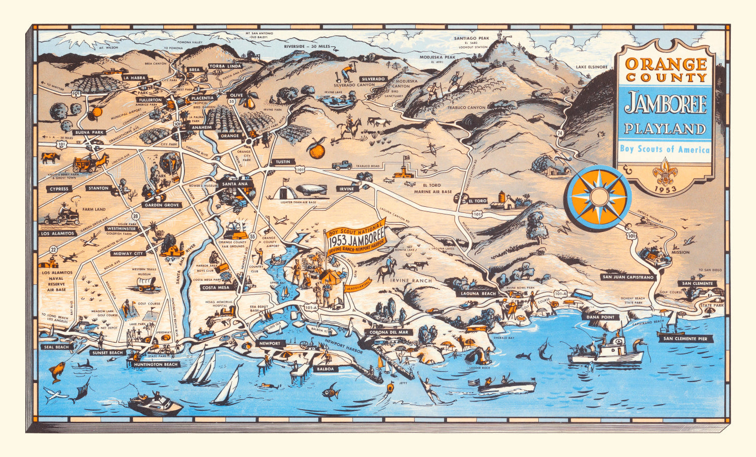Vintage Map of Orange County Jamboree Playland, 1953