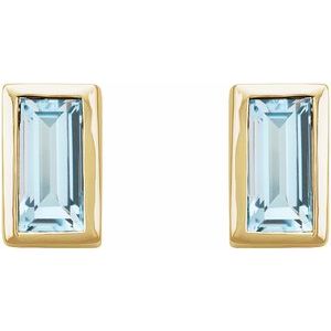 14K Yellow Gold Natural Sky Blue Topaz Bezel-Set Earrings