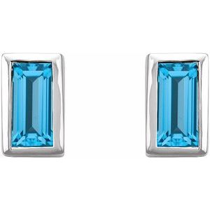 14K White Gold Swiss Blue Topaz Bezel-Set Earrings – image 2