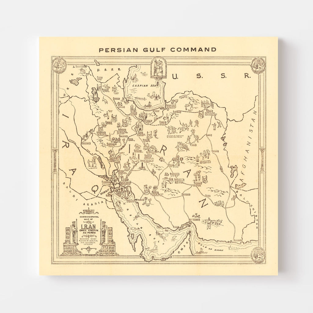 Vintage Map of Iran 1944