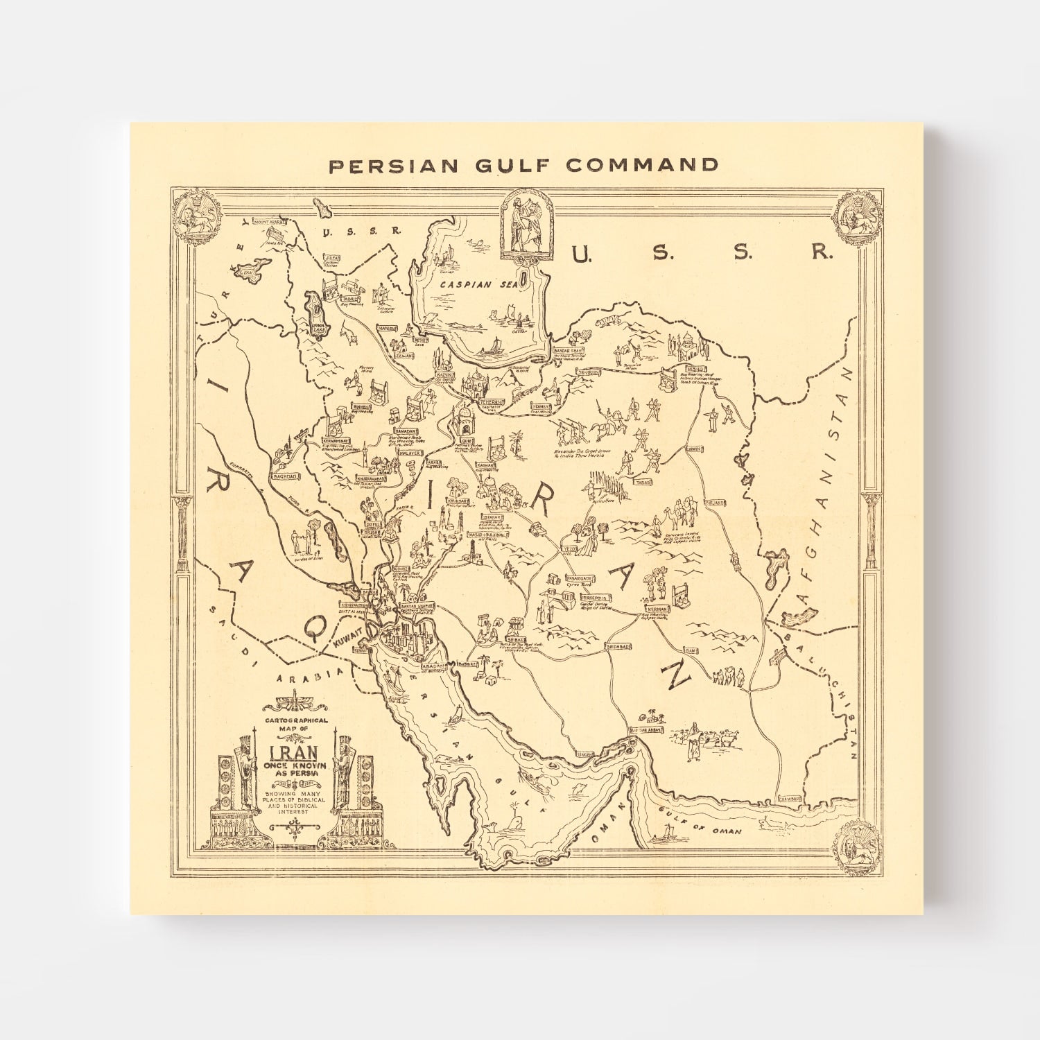 Vintage Map of Iran 1944