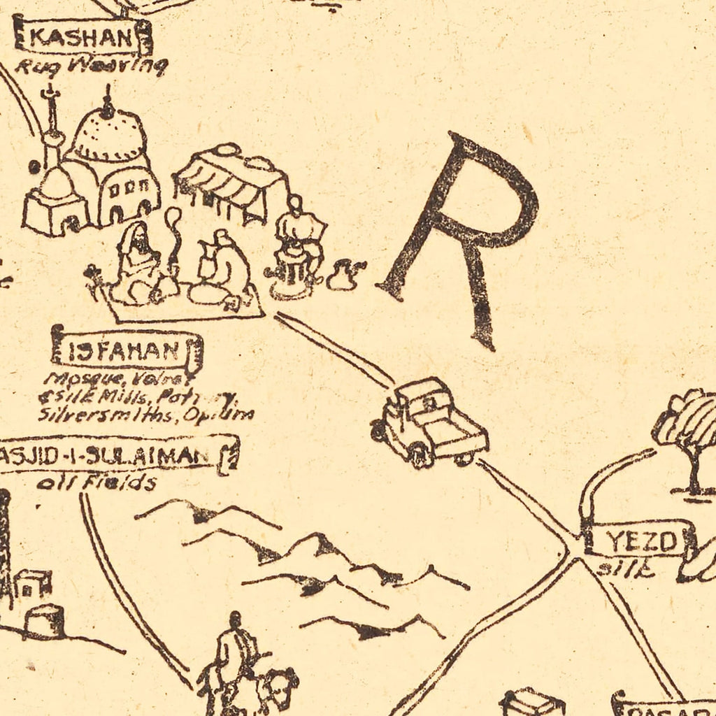 Vintage Map of Iran 1944