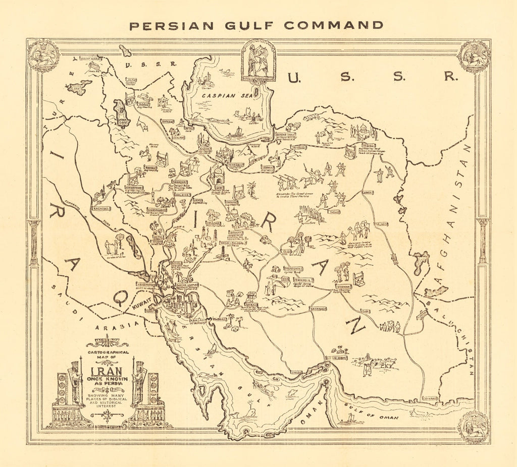 Vintage Map of Iran 1944