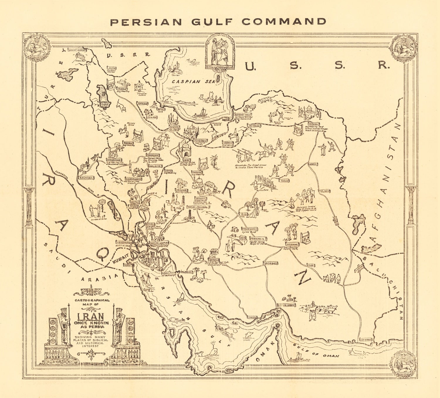 Vintage Map of Iran 1944