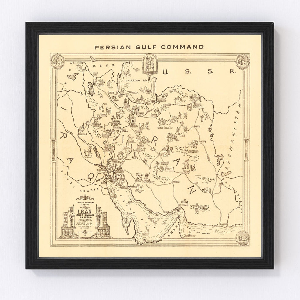 Vintage Map of Iran 1944
