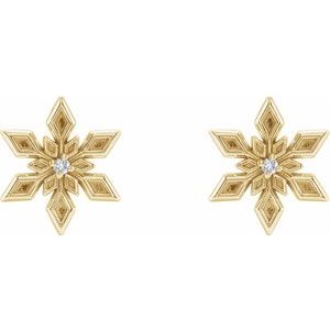 14K Yellow Gold .0075 CTW Natural Diamond Snowflake Earrings – image 2