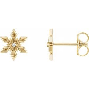 14K Yellow Gold .0075 CTW Natural Diamond Snowflake Earrings