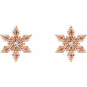 14K Rose Gold .0075 CTW Natural Diamond Snowflake Earrings – image 2