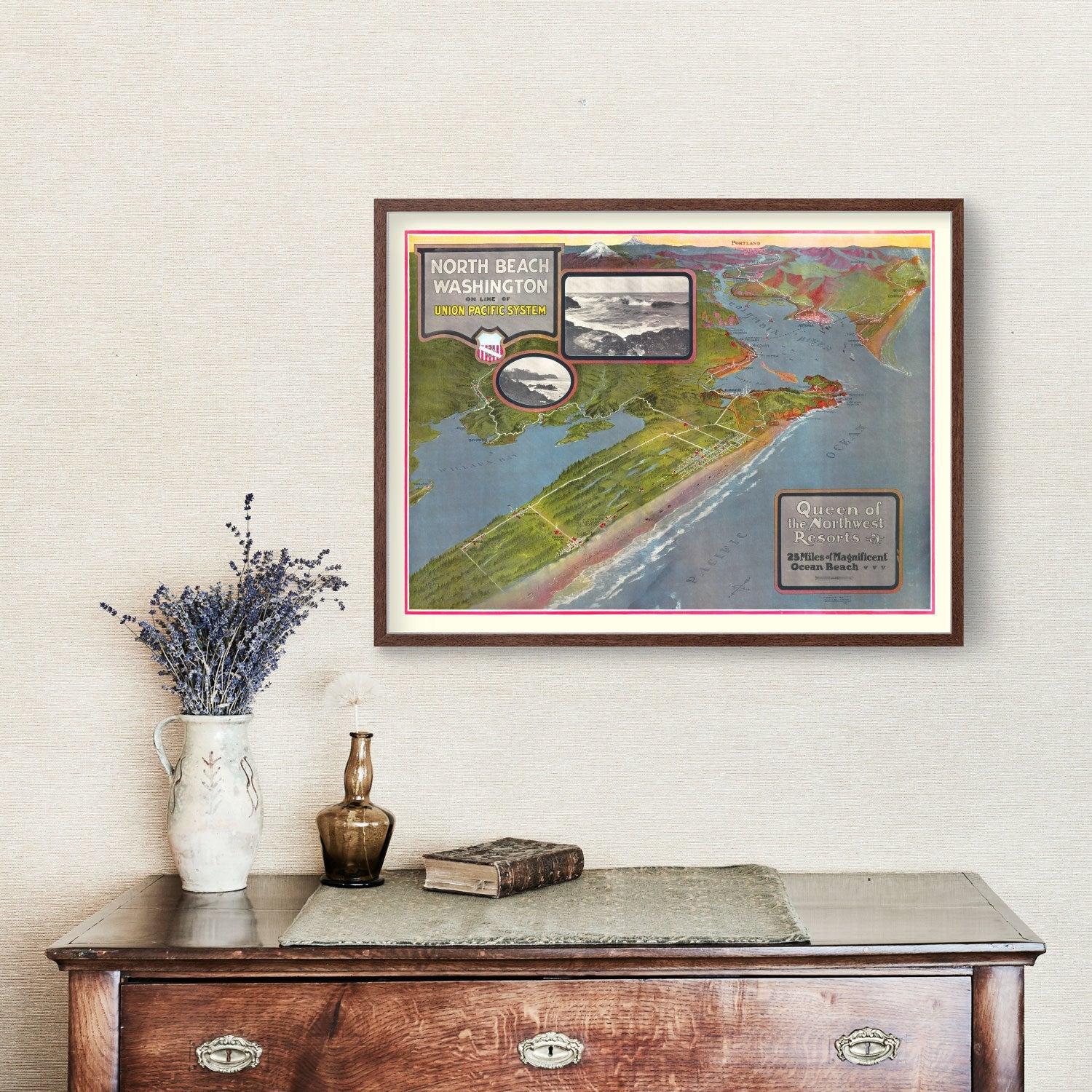 Vintage Map of North Beach Washington, 1918