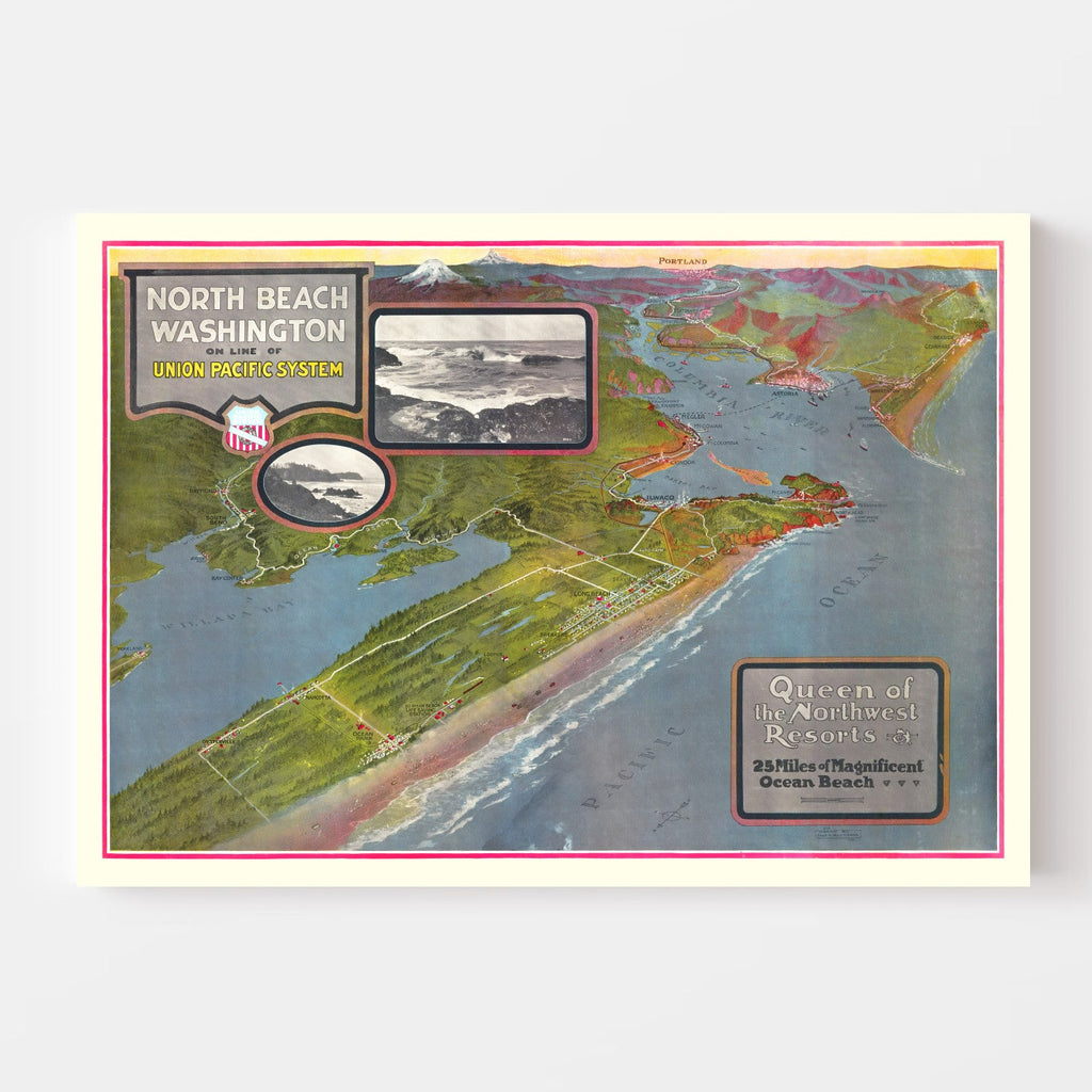 Vintage Map of North Beach Washington, 1918