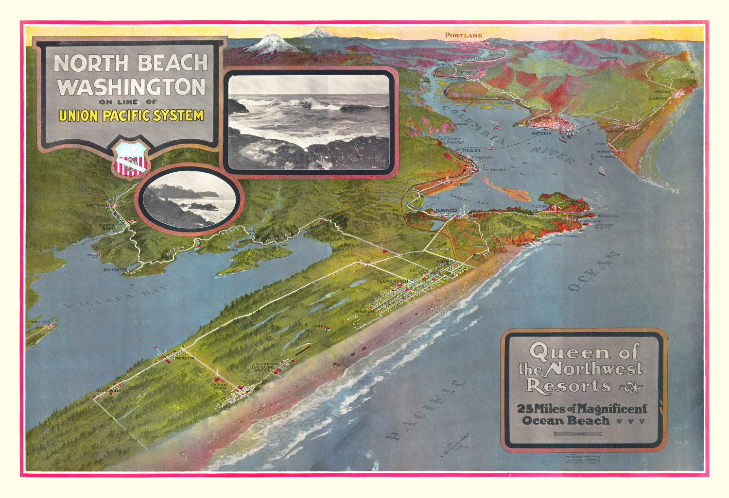 Vintage Map of North Beach Washington, 1918