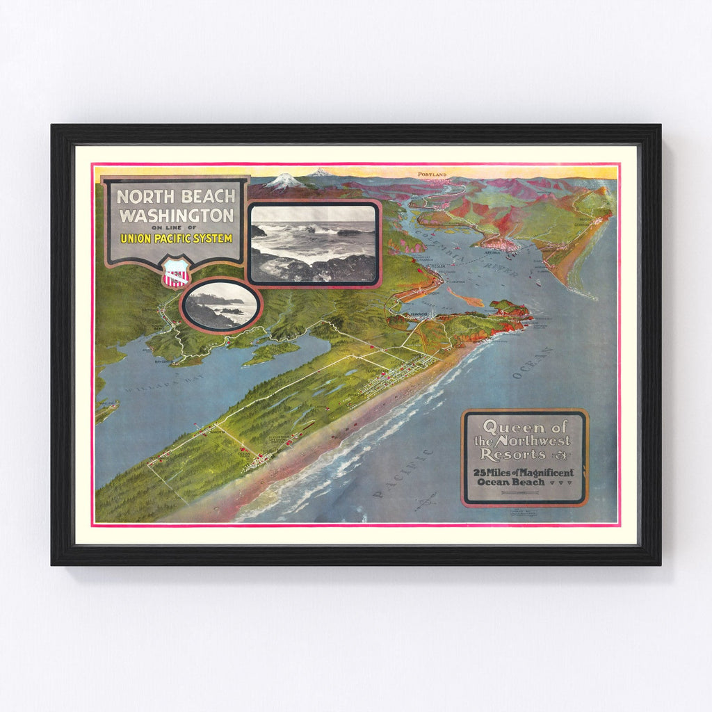 Vintage Map of North Beach Washington, 1918
