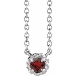 Platinum 4.5 mm Natural Mozambique Garnet Claw-Prong Rope 18" Necklace