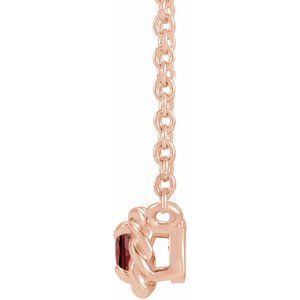 14K Rose Gold 4 mm Natural Mozambique Garnet Claw-Prong Rope 18" Necklace