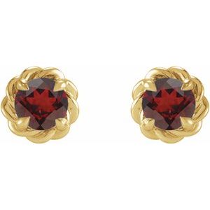 14K Yellow Gold 5.5 mm Natural Mozambique Garnet Claw-Prong Rope Earrings – image 2