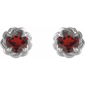 Sterling Silver 3 mm Natural Mozambique Garnet Claw-Prong Rope Earrings – image 2