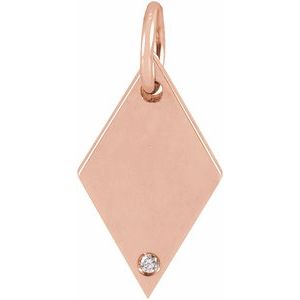 14K Rose Gold .005 CT Natural Diamond Rhombus Pendant