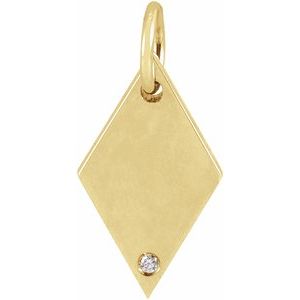 14K Yellow Gold .005 CT Natural Diamond Rhombus Pendant