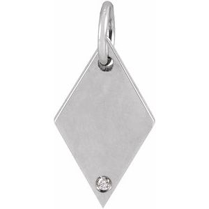 14K White Gold .005 CT Natural Diamond Rhombus Pendant