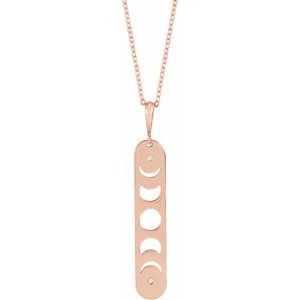14K Rose Gold .01 CTW Natural Diamond Moon Phase Bar 16-18" Necklace