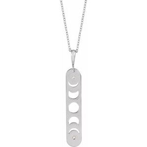 Sterling Silver .01 CTW Natural Diamond Moon Phase Bar 16-18" Necklace