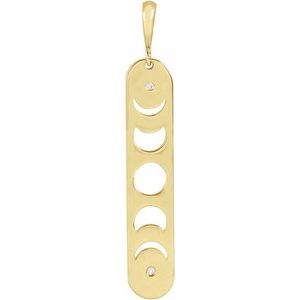 14K Yellow Gold .01 CTW Natural Diamond Moon Phase Bar Pendant