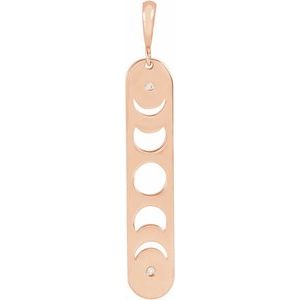 14K Rose Gold .01 CTW Natural Diamond Moon Phase Bar Pendant