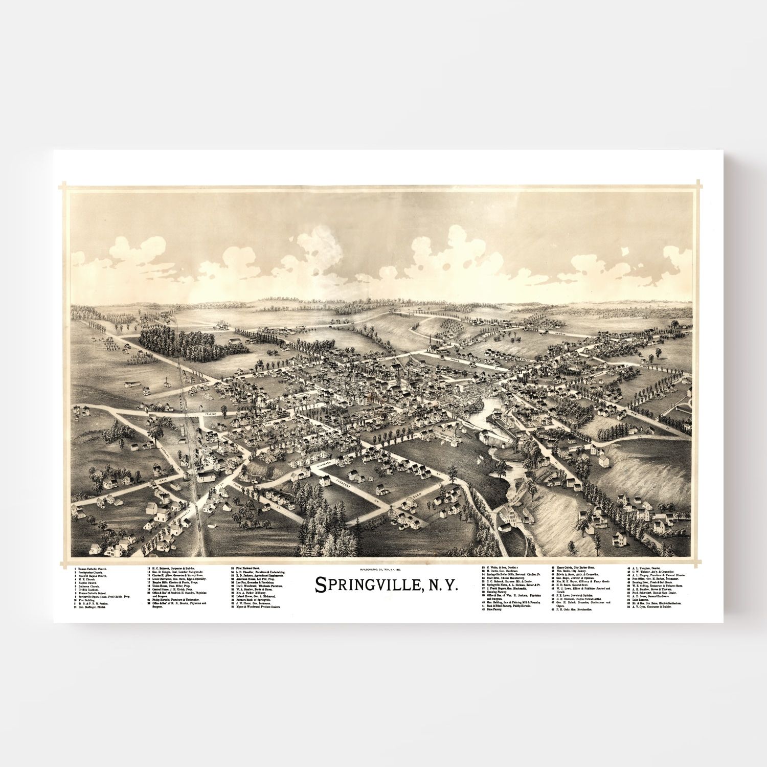 Vintage Map of Springville, New York 1892
