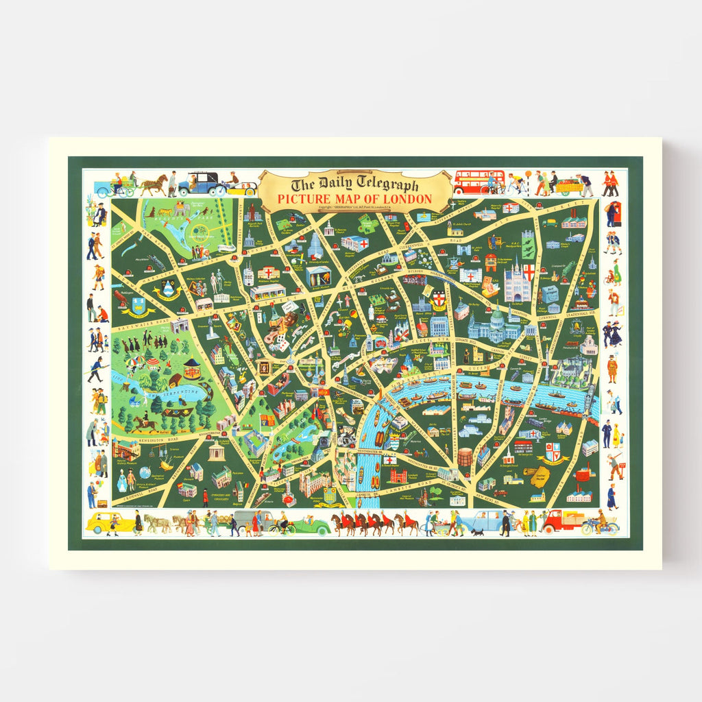 Vintage Map of London, England 1950