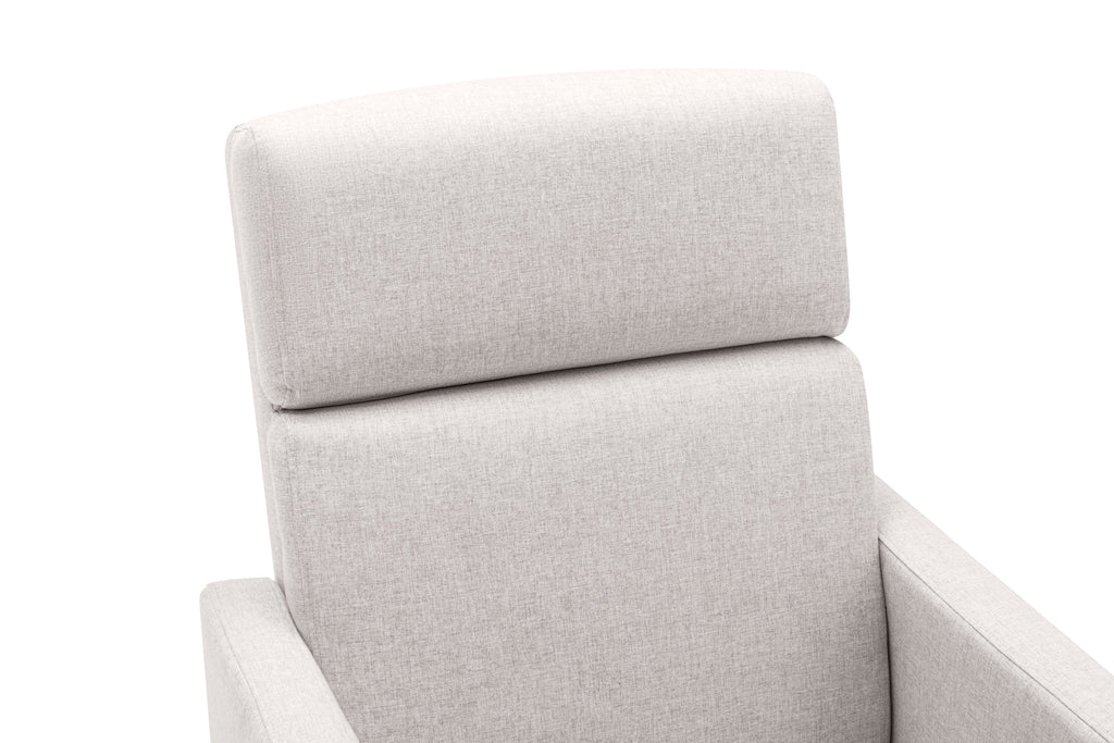Modern Upholstered Rocker Nursery Chair with Plush Seating, Tan Linen, Swivel Recliner