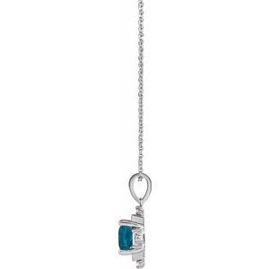 Platinum Natural London Blue Topaz & 1/5 CTW Natural Diamond Geometric 16-18" Necklace