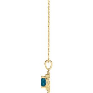 14K Yellow Gold Natural London Blue Topaz & 1/5 CTW Natural Diamond Geometric 16-18" Necklace