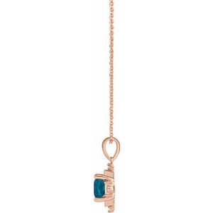 14K Rose Gold Natural London Blue Topaz & 1/5 CTW Natural Diamond Geometric 16-18" Necklace