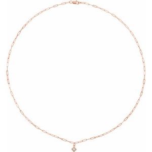 14K Rose Gold 1/6 CT Natural Diamond Micro Bezel-Set 18" Necklace