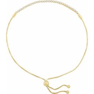 14K Yellow Gold Vermeil 1/2 CTW Lab-Grown Diamond Bolo 9 1/2" Bracelet