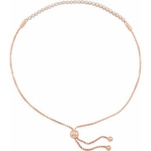 14K Rose Gold 1/2 CTW Natural Diamond Bolo 9 1/2" Bracelet