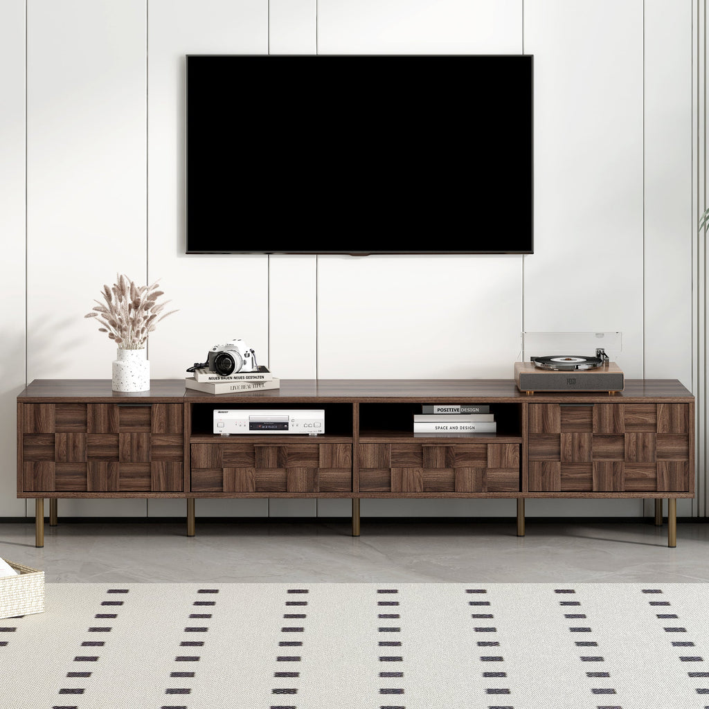 Mid Century TV Stand with 2 Drawers, Media Console Table for TVs up to 85'', Entertainment Center with Storage for Living room, Bedroom, Home Theatre