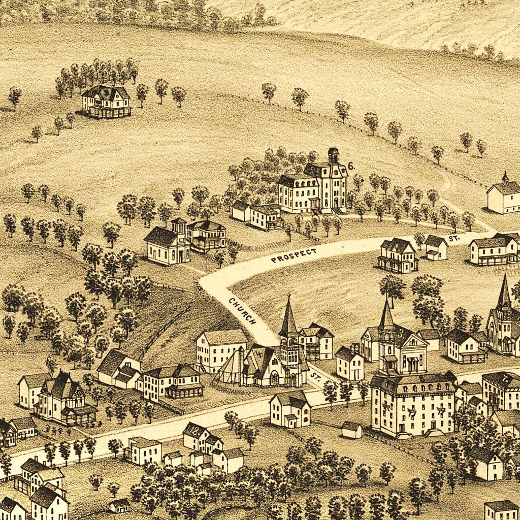 Vintage Map of Stamford, New York 1890