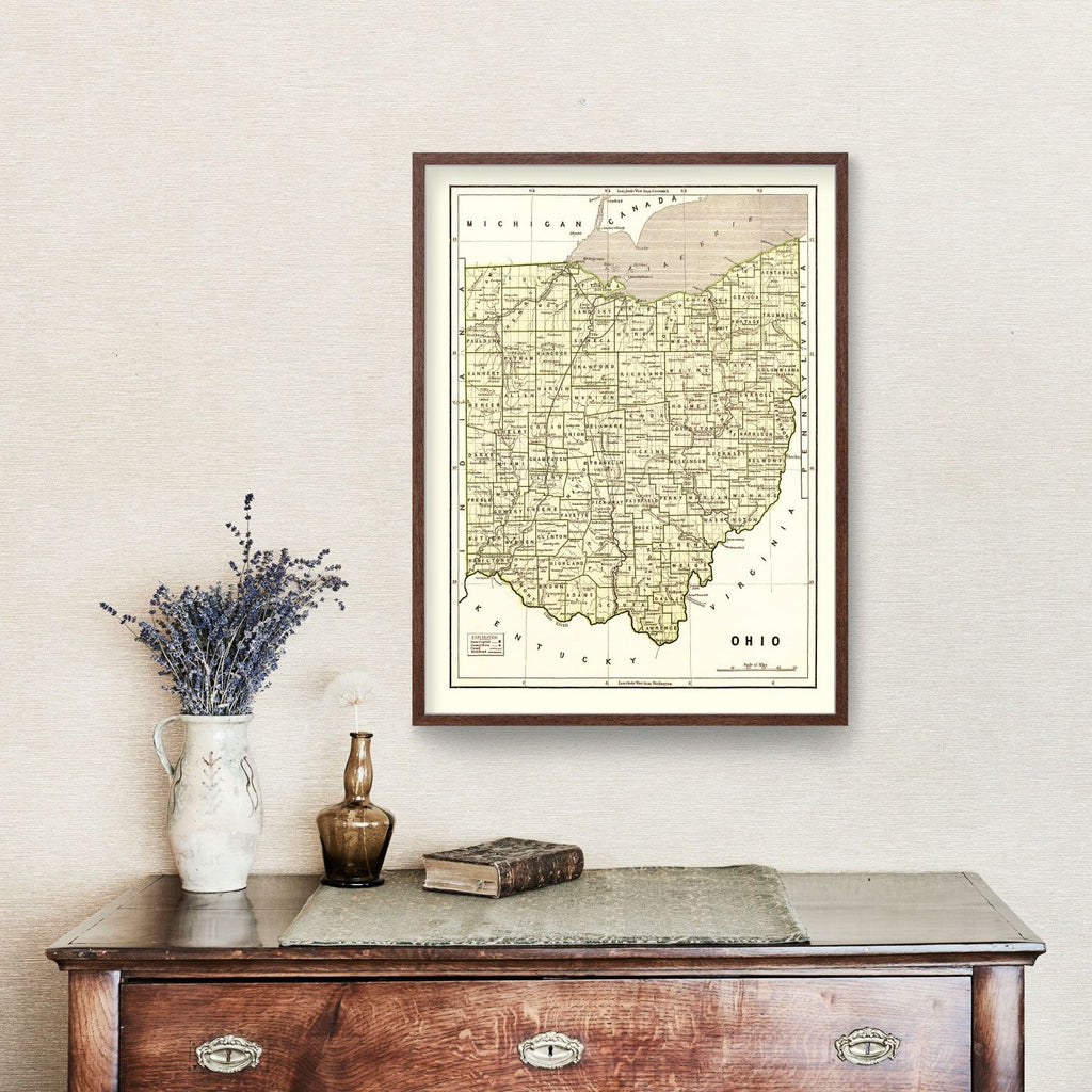Vintage Map of Ohio 1845