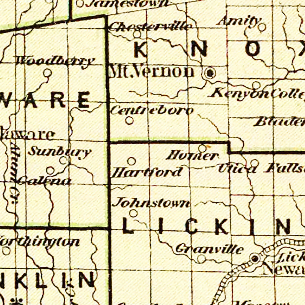 Vintage Map of Ohio 1845
